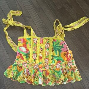 Farm Rio Floral Sleeveless Top. Small